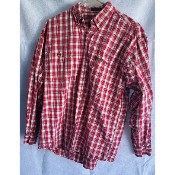 browning supernaturals button down red plaid outdoor work‎ cotton shirt m medium - Picture 1 of 8